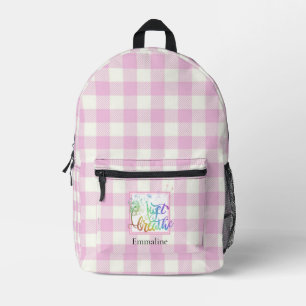 Sac À Dos Imprimé Plaid blanc rose classique juste respirer