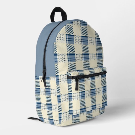 Sac À Dos Imprimé Plaid bleu et crème (Coin arrière gauche)