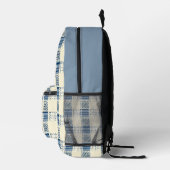 Sac À Dos Imprimé Plaid bleu et crème (Droite)