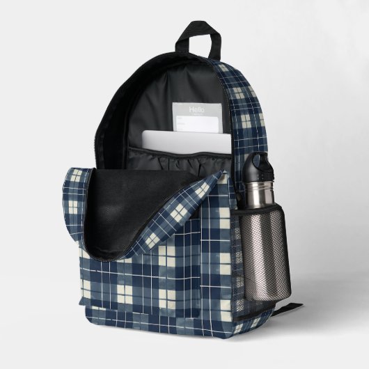 Sac À Dos Imprimé Plaid de minuit (Coin arrière droit (ouvert))