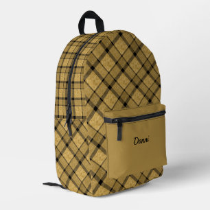 Sac À Dos Imprimé Plaid en or et noir
