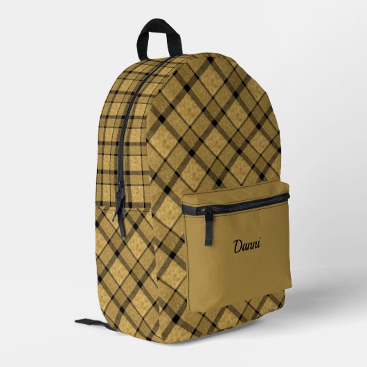 Sac À Dos Imprimé Plaid en or et noir (Coin arrière gauche)
