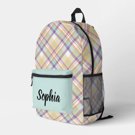 Sac À Dos Imprimé Plaid multicolore personnalisé (Coin arrière droit)
