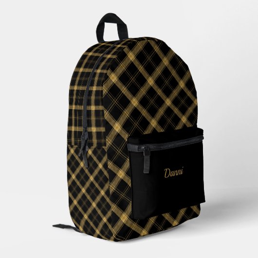 Sac À Dos Imprimé Plaid noir et or (Coin arrière gauche)