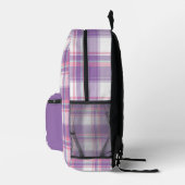 Sac À Dos Imprimé Plaid personnalisé violet et blanc (Droite)