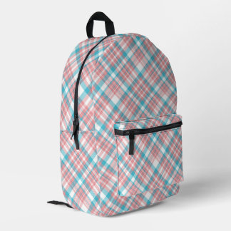 Sac À Dos Imprimé Plaid rose et bleu Preppy