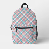 Sac À Dos Imprimé Plaid rose et bleu Preppy (Recto)