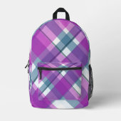 Sac À Dos Imprimé Plaid violet, blanc et bleu (Recto)