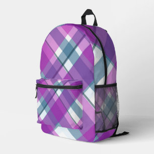 Sac À Dos Imprimé Plaid violet, blanc et bleu