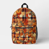 Sac À Dos Imprimé Plaids d'automne citrouille Maple Feuille (Recto)