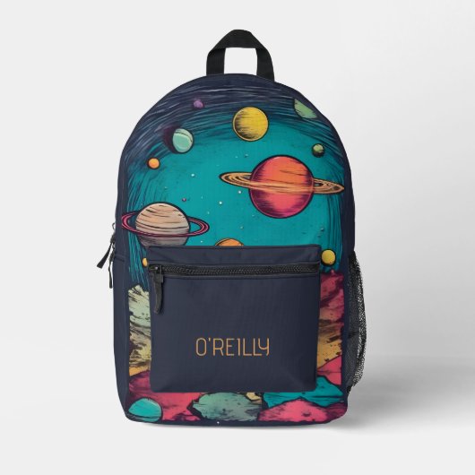 Sac À Dos Imprimé Planète spatiale Monogramme moderne Galactique (Recto)