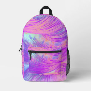 Sac À Dos Imprimé Plumes Abstraites élégantes Pink Purple