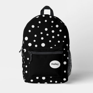 Sac À Dos Imprimé Points blancs sur fond noir