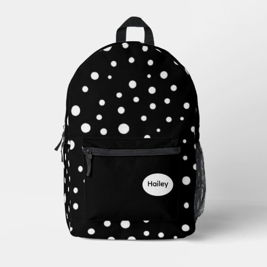 Sac À Dos Imprimé Points blancs sur fond noir (Recto)
