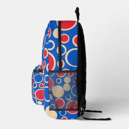 Sac À Dos Imprimé Points Rouge Et Bleu Sur Bleu (Droite)