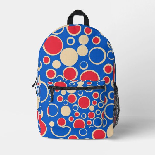 Sac À Dos Imprimé Points Rouge Et Bleu Sur Bleu (Recto)