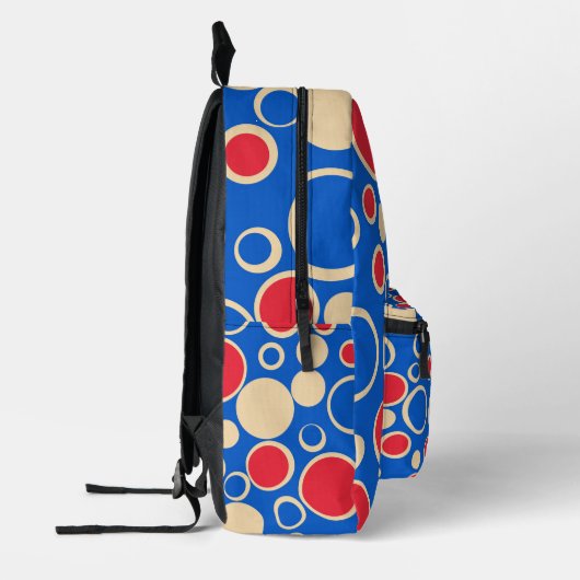 Sac À Dos Imprimé Points Rouge Et Bleu Sur Bleu (Gauche)