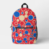 Sac À Dos Imprimé Points Rouge Et Bleu Sur Rouge (Recto)