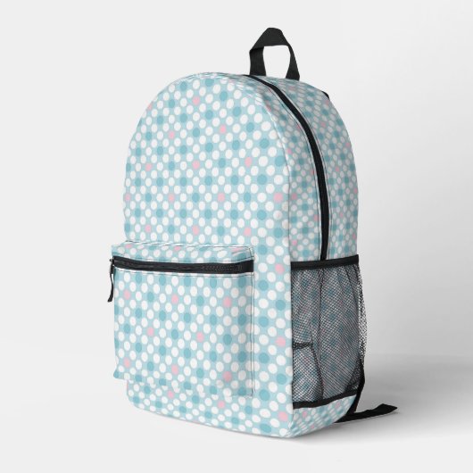 Sac À Dos Imprimé Pois blanc rose bleu rétro (Coin arrière droit)