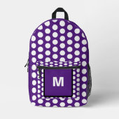Sac À Dos Imprimé Pois blancs violets monogrammes (Recto)