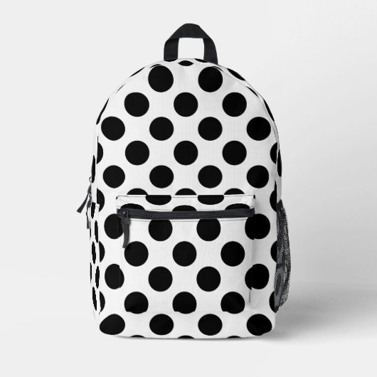 Sac À Dos Imprimé Pois, Motif Polka Dot, noir et blanc (Recto)
