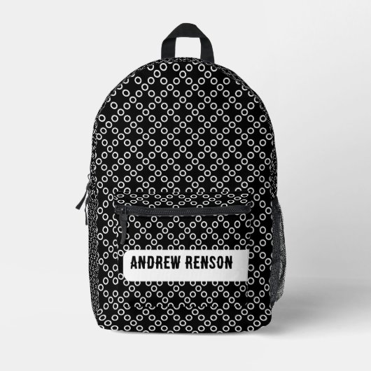 Sac à dos imprimé pois noir et blanc (Recto)
