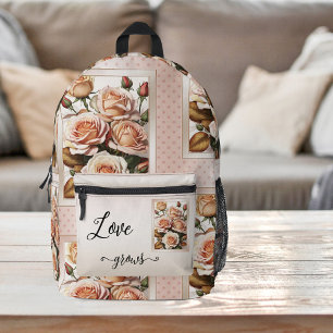 Sac À Dos Imprimé Pois rétro amour rose Rose peint
