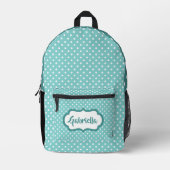 Sac À Dos Imprimé Pois suisses blancs classiques sur Turquoise Mint (Recto)