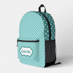 Sac À Dos Imprimé Pois suisses blancs classiques sur Turquoise Mint