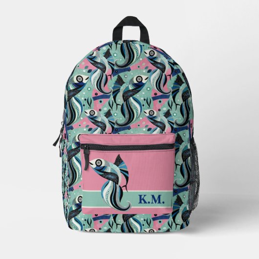 Sac À Dos Imprimé poisson Abstrait à motif (Recto)