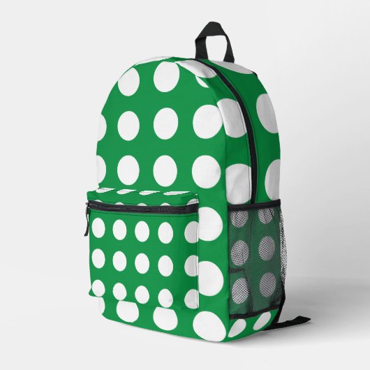 Sac À Dos Imprimé Polka Blanc Vert Dot Jolie Fille Retour À L'École (Coin arrière droit)