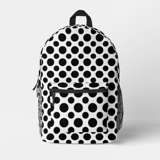 Sac À Dos Imprimé Polka Dot noir blanc Motif (Recto)