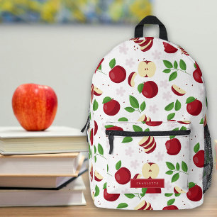Sac À Dos Imprimé Pommes rouges, fleurs Enfants Nom personnalisé Éco