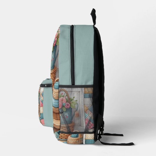 Sac À Dos Imprimé Porch Kitty Floral Patchwork Scene (Droite)