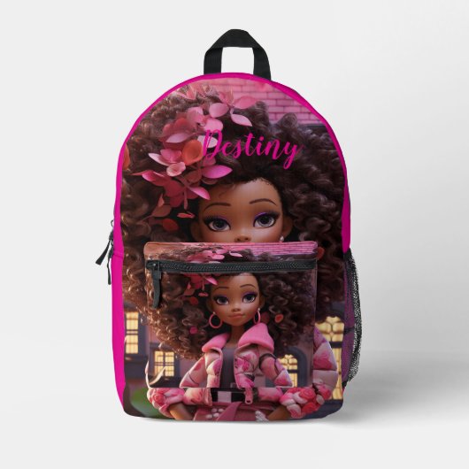 Sac À Dos Imprimé Poupée noire personnalisée (Recto)