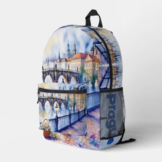 Sac À Dos Imprimé Prague - Tchéquie Sketch | (Coin arrière droit)