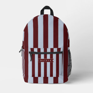 Sac À Dos Imprimé Pré-personnalisé Marron Bleu Cabana Rayé