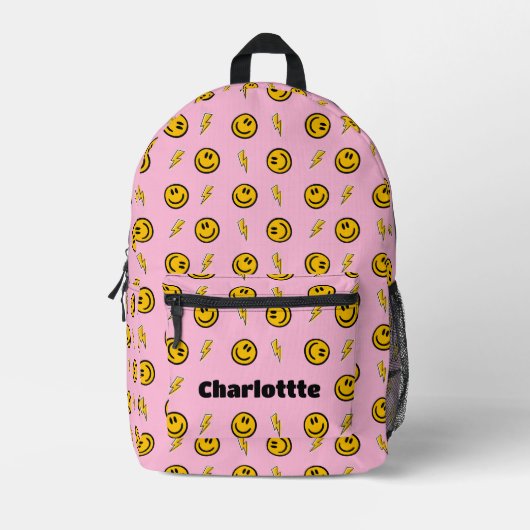 Sac À Dos Imprimé Preppy Lightning Smile Happy Face Backpack (Recto)