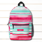 Sac À Dos Imprimé Préppy moderne Cyan Magenta Nom personnalisé
