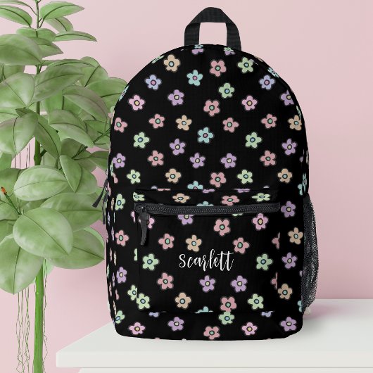 Sac À Dos Imprimé Preppy Retro Super Floral noir Monogramme