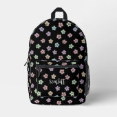 Sac À Dos Imprimé Preppy Retro Super Floral noir Monogramme (Recto)