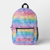 Sac À Dos Imprimé Pretty Watercolor Pastel Rainbow Stars (Recto)