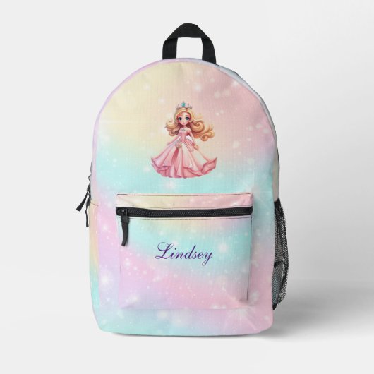 Sac à dos imprimé Princesse personnalisée (Recto)