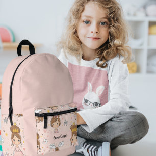 Sac À Dos Imprimé Princesses & Coeurs Pastels doux Enfants
