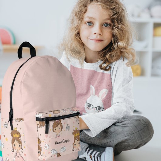 Sac À Dos Imprimé Princesses & Coeurs Pastels doux Enfants