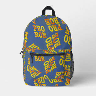 Sac À Dos Imprimé Pro Roe Retro orange et jaune sur bleu