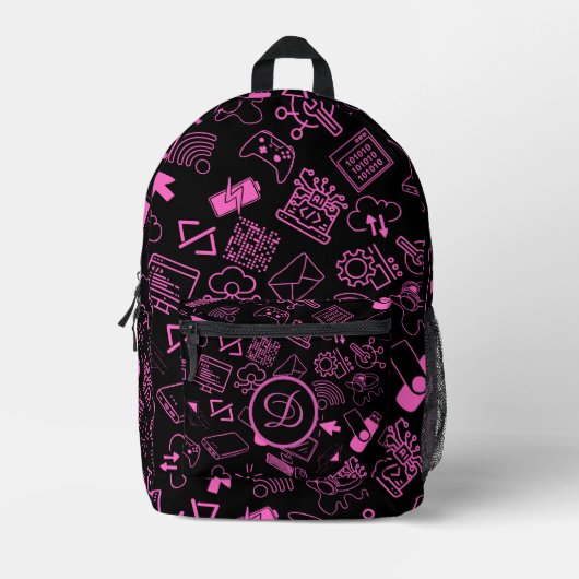 Sac À Dos Imprimé programmeur informaticien codage tech rose (Recto)