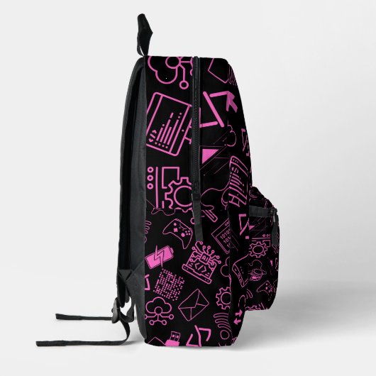 Sac À Dos Imprimé programmeur informaticien codage tech rose (Gauche)