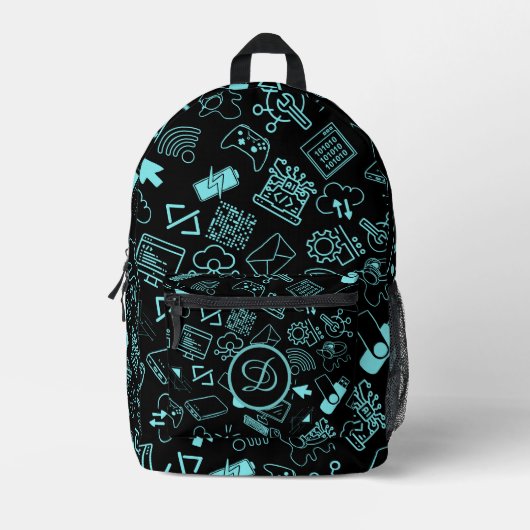 Sac À Dos Imprimé programmeur informaticien codage technicien bleu (Recto)