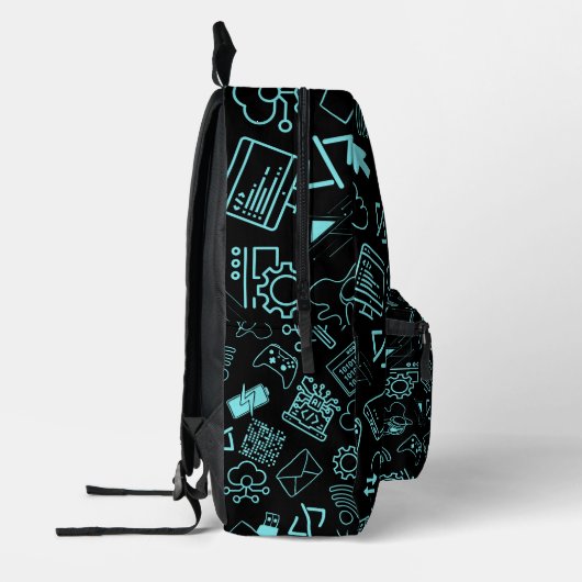 Sac À Dos Imprimé programmeur informaticien codage technicien bleu (Gauche)